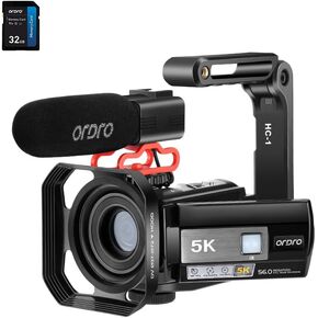 ORDRO AE20 5K Digital Zoom Video Camera, Vlogging and YouTube Camcorder, Touch Screen, IR Night Vision, Anti-Shake, Webcam (Black)