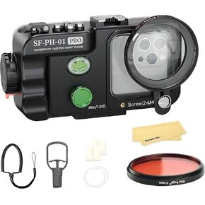 حافظة هاتف HolaFoto Seafrogs SF-PH-01 PRO + مجموعة فلتر أحمر مقاومة للماء للهاتف الخلوي والأيفون، مقاس نافذة العدسة 68 مم × 68 مم، مساحة داخلية 175 مم (طول) × 85 مم (عرض) × 8 مم (عمق) in Kuwait