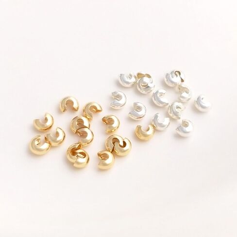 600 Pieces Crimp Bead Covers 4mm Open Half Round Crimp Bead Knot Cover Small Beads for Jewelry Craft Making in Kuwait