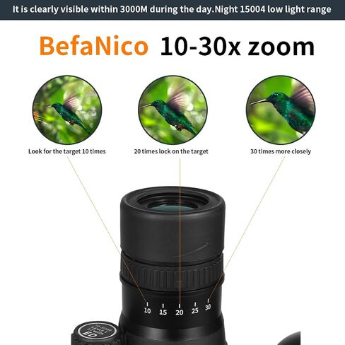 تلسكوب أحادي العين للهواتف الذكية، عدسة مقربة عن طريق محول ثلاثي الأرجل. 10X-30X50 HD رؤية ليلية عالية الطاقة خافتة للبالغين BAK4 بريزم وعدسة ED FMC، هدايا صيد النجوم للرجال in Saudi Arabia