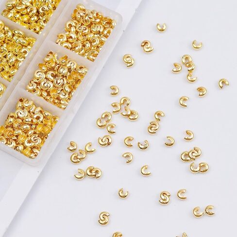 600 Pieces Crimp Bead Covers 4mm Open Half Round Crimp Bead Knot Cover Small Beads for Jewelry Craft Making in Kuwait