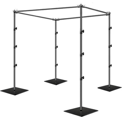 EMART 7x10ft Square Backdrop Stand Pipe and Drape Heavy Duty Adjustable Background Support System Kit with Steel Base for Photography, Photo Backdrop Stand for Parties Birthday Video Studio - Black in Saudi Arabia