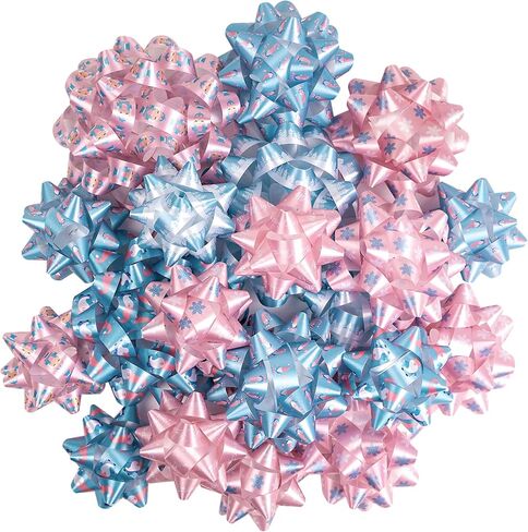 LeZakaa Silver Christmas Gift Bow Assortment (21 Bows in 3 Size) - Stanta Claus and Snowman Design - Perfect for Gift Wrapping, Party Favors, Decoration in Kuwait