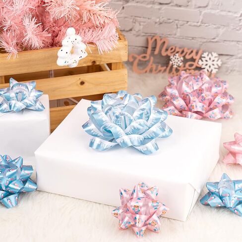 LeZakaa Silver Christmas Gift Bow Assortment (21 Bows in 3 Size) - Stanta Claus and Snowman Design - Perfect for Gift Wrapping, Party Favors, Decoration in Kuwait