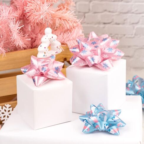 LeZakaa Silver Christmas Gift Bow Assortment (21 Bows in 3 Size) - Stanta Claus and Snowman Design - Perfect for Gift Wrapping, Party Favors, Decoration in Kuwait