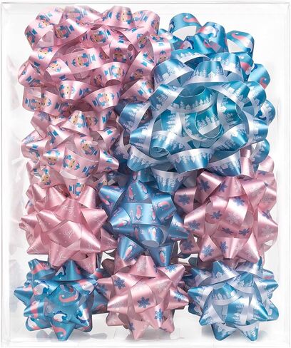 LeZakaa Silver Christmas Gift Bow Assortment (21 Bows in 3 Size) - Stanta Claus and Snowman Design - Perfect for Gift Wrapping, Party Favors, Decoration in Kuwait