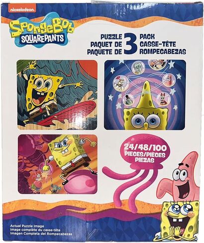 Spongebob Squarepants - 3 in 1 Jigsaw Puzzles for Kids. Great Birthday & Educational Gifts for Boys and Girls. Colorful Pieces Fit Together Perfectly. Great Preschool Aged Learning Gift. in Kuwait