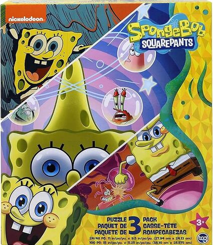 Spongebob Squarepants - 3 in 1 Jigsaw Puzzles for Kids. Great Birthday & Educational Gifts for Boys and Girls. Colorful Pieces Fit Together Perfectly. Great Preschool Aged Learning Gift. in Kuwait