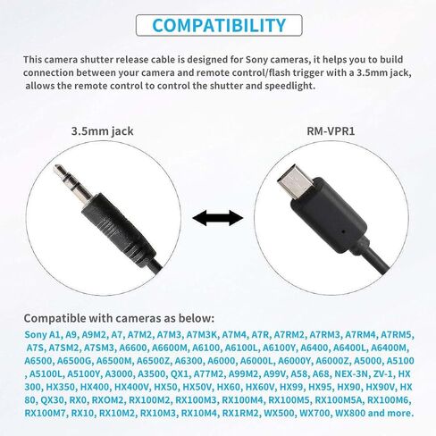 3.5mm to S2 Camera Shutter Release Cable Remote Control Cord Speedlight Flash Trigger Connect Spring Coiled Wire Cord for Sony A6700 A6600 A7 III A7 II A7S A7R A9 in Saudi Arabia