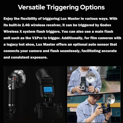 فلاش الكاميرا Godox Lux Master Retro TTL التي تعمل باللمس، GN25 460 ومضات الطاقة الكاملة، 6000K土300K CCT، التحكم البصري S1/S2 2.4G Speedlight اللاسلكي لكاميرات Sony، Canon، Nikon، Fuji، Olympus in Kuwait
