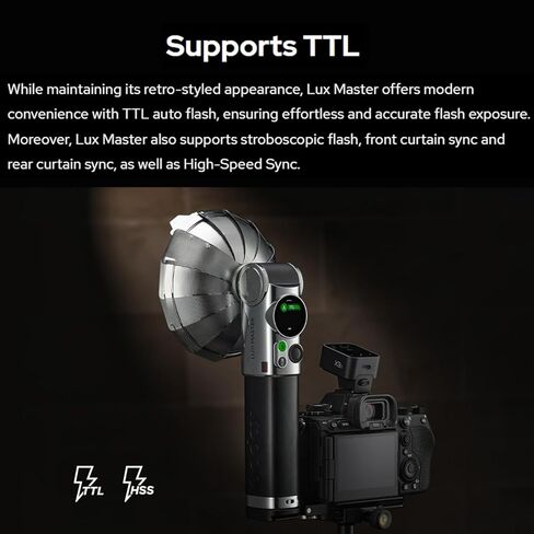 فلاش الكاميرا Godox Lux Master Retro TTL التي تعمل باللمس، GN25 460 ومضات الطاقة الكاملة، 6000K土300K CCT، التحكم البصري S1/S2 2.4G Speedlight اللاسلكي لكاميرات Sony، Canon، Nikon، Fuji، Olympus in Kuwait