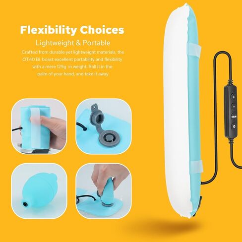 أنبوب إضاءة LED قابل للنفخ متعدد الاستخدامات OT80 للتصوير الفوتوغرافي/التخييم/تسجيل الفيديو، شحن USB سطوع 10 وات 10 مستويات، CCT قابل للتعتيم 3000K إلى 6500K، ملحق مغناطيسي (80 سم/31.5 بوصة) in Kuwait