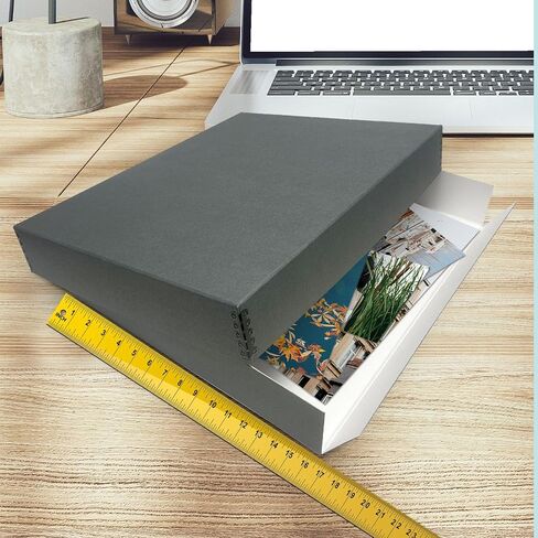Golden State Art, Archival Storage Box, Gray, 11.75x15.25x3 Inch, Pack of 2 | Acid-Free Museum Box with Metal Edge Corner, for Storing Artwork Photos Documents Prints Arts And Crafts in Saudi Arabia