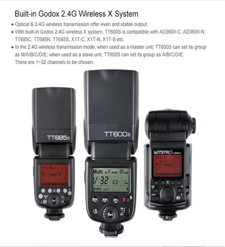 Godox Flash TT600S - نظام X لاسلكي، ناقل حركة 2.4 جيجا، متوافق مع سوني - إضاءة إبداعية لكاميرات DSLR in Saudi Arabia