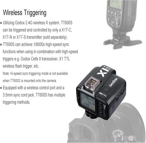 Godox Flash TT600S - نظام X لاسلكي، ناقل حركة 2.4 جيجا، متوافق مع سوني - إضاءة إبداعية لكاميرات DSLR in Saudi Arabia