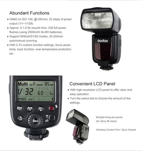 Godox Flash TT600S - نظام X لاسلكي، ناقل حركة 2.4 جيجا، متوافق مع سوني - إضاءة إبداعية لكاميرات DSLR in Saudi Arabia