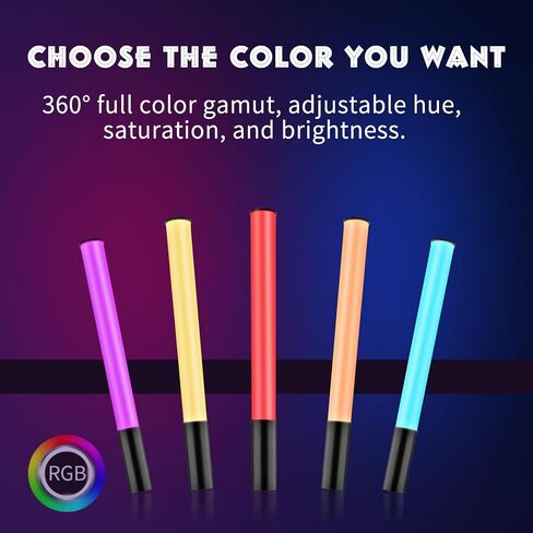 YELANGU Handheld RGB LED Light Wand - 360° Full-Color Photography Stick, 2500k-9900k Dimmable, 1000 Lumens, 2600mAh Rechargeable, CCT/HSI/Effect Modes, Lightweight and Portable in Kuwait