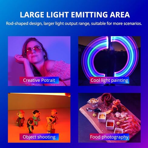 YELANGU Handheld RGB LED Light Wand - 360° Full-Color Photography Stick, 2500k-9900k Dimmable, 1000 Lumens, 2600mAh Rechargeable, CCT/HSI/Effect Modes, Lightweight and Portable in Kuwait
