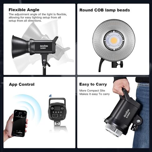 Godox 2 Pack SL-60II bi 120W CRI95+ Bi-Color Continuous Output Lighting LED Video Light Bowens Mount Kit for YouTube, Video, Studio, Children Photography, Wedding Shooting with Softbox, Light Stand in Saudi Arabia