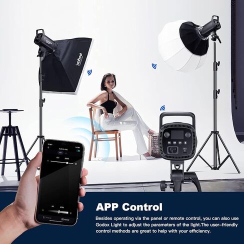 Godox 2 Pack SL-60II bi 120W CRI95+ Bi-Color Continuous Output Lighting LED Video Light Bowens Mount Kit for YouTube, Video, Studio, Children Photography, Wedding Shooting with Softbox, Light Stand in Saudi Arabia