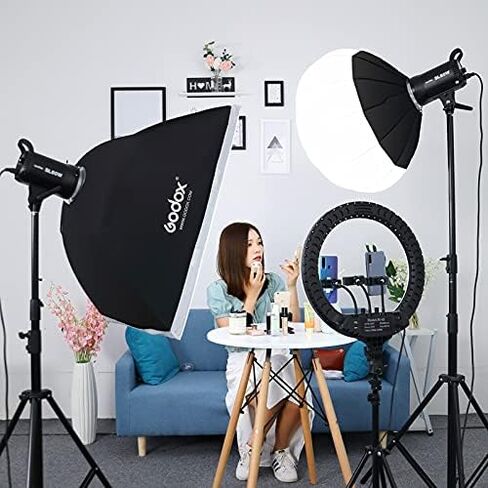 Godox 2 Pack SL-60II bi 120W CRI95+ Bi-Color Continuous Output Lighting LED Video Light Bowens Mount Kit for YouTube, Video, Studio, Children Photography, Wedding Shooting with Softbox, Light Stand in Saudi Arabia