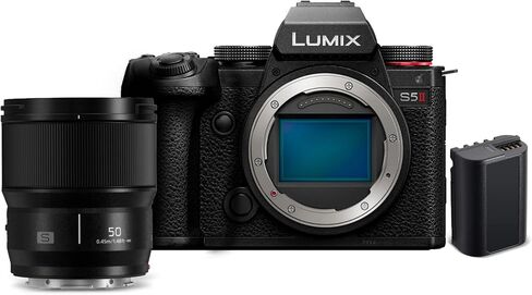 كاميرا باناسونيك LUMIX S5II 24.2 ميجابكسل كاملة الإطار بدون مرآة مع حزمة التركيز البؤري التلقائي الهجين المرحلة مع حامل LUMIX S 50 مم على شكل حرف L من باناسونيك وبطارية باناسونيك DMW-BLK22 (3 قطع) in Saudi Arabia