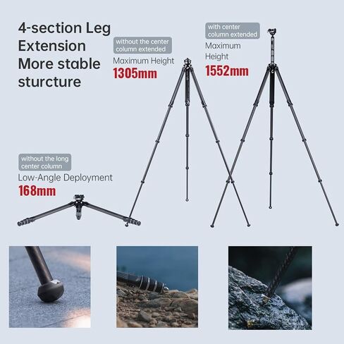 Falcam TreeRoot 61" F38 Pro Quick Lock Travel Tripod,with 360 Degree Damping Ball Head Load Capacity 5kg/11lbs,Carbon Fiber Tripod with F22 Interfaces, 1/4" Screw,Carry Strap Holes for Cameras in Saudi Arabia