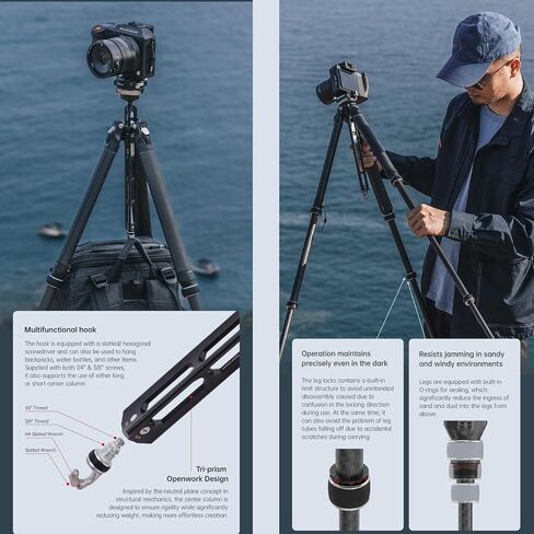 Falcam TreeRoot 61" F38 Pro Quick Lock Travel Tripod,with 360 Degree Damping Ball Head Load Capacity 5kg/11lbs,Carbon Fiber Tripod with F22 Interfaces, 1/4" Screw,Carry Strap Holes for Cameras in Saudi Arabia
