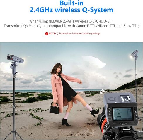 Neewer Q3 200Ws 2.4G TTL Flash Strobe 1/8000 HSS Cordless Monolight with 3200mAh Li-ion Battery in Saudi Arabia
