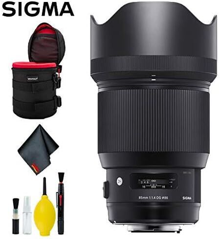 عدسة سيجما 85 ملم f/1.4 DG HSM Art لكاميرا Nikon F Mount (الولايات المتحدة الأمريكية) حزمة فاخرة مع علبة عدسة مبطنة ومجموعة تنظيف عدسة الكاميرا 6AVE in Saudi Arabia