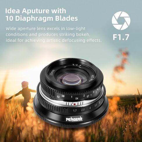 Pergear 25 مم F1.7 دليل فتحة كبيرة APS-C بؤري ثابت لعدسة تركيب Nikon Z المتوافقة مع كاميرات Nikon Z-Mount Z fc Z7 II Z6 II Z5 Z6 Z7 Z50 (أسود) in Kuwait