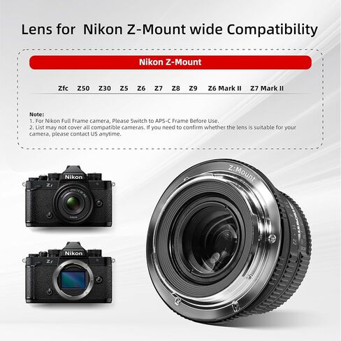 Pergear 25 مم F1.7 دليل فتحة كبيرة APS-C بؤري ثابت لعدسة تركيب Nikon Z المتوافقة مع كاميرات Nikon Z-Mount Z fc Z7 II Z6 II Z5 Z6 Z7 Z50 (أسود) in Kuwait