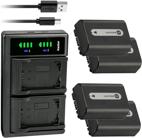 Kastar 2-Pack NP-FH50 Battery and LTD2 USB Charger Replacement for Sony DCR-SR57, DCR-S60, DCR-SR62, DCR-SR65, DCR-SR77, DCR-SR8, DCR-SR80, DCR-SR82, DCR-SR85, DCR-SR87, DCR-SR90, DCR-SX30, DCR-SX31 in Saudi Arabia