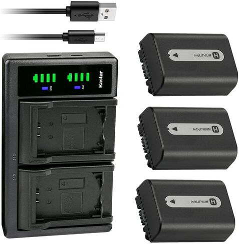 Kastar 4-Pack NP-FH50 Battery and LTD2 USB Charger Replacement for Sony DCR-DVD108, DCR-DVD109, DCR-DVD110, DCR-DVD115, DCR-DVD150, DCR-DVD202, DCR-DVD203, DCR-DVD205, DCR-DVD304, DCR-DVD305 in Saudi Arabia