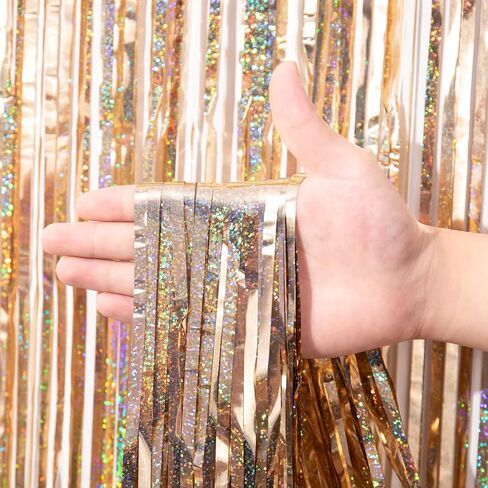 2 Pack Black Tinsel Foil Fringe Curtains, Black Party Decorations, Metallic Tinsel Party Streamers Backdrop for Birthday Halloween New Years Graduation Party Decorations in Saudi Arabia