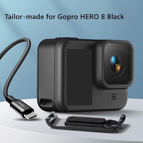 غطاء بطارية بديل للباب الجانبي لـ Gopro 8، غطاء بلاستيكي يمر عبر البطارية مع منفذ شحن من النوع C، جزء إصلاح ملحقات الكاميرا مناسب لـ Gopro Hero 8 أسود in Kuwait