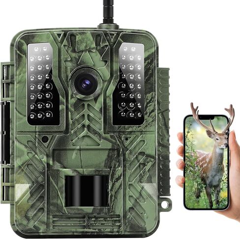 Trail Camera - 4K 32MP Hunting Game Camera 0.2s Trigger Time Deer Trail Camera Infrared Night Vision IP67 Waterproof Wireless Wide Angle Trail Camera for Outdoor Wildlife Monitoring in Saudi Arabia