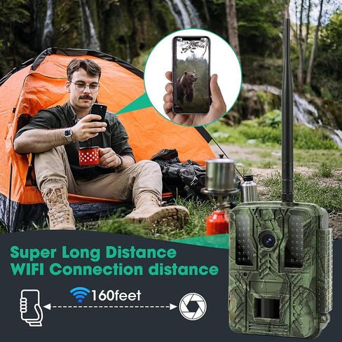 Trail Camera - 4K 32MP Hunting Game Camera 0.2s Trigger Time Deer Trail Camera Infrared Night Vision IP67 Waterproof Wireless Wide Angle Trail Camera for Outdoor Wildlife Monitoring in Saudi Arabia