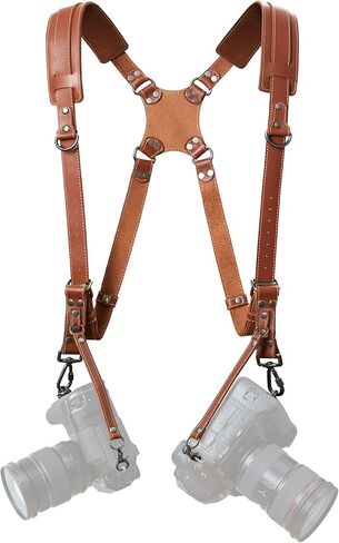 Padwa Lifestyle Blue Dual Camera Harness Strap for Two-Cameras - Dual Shoulder Full Grain Leather Harness,Multi Double Camera Gear for DSLR/SLR Strap,Double Camera Harness for Photographers in Kuwait