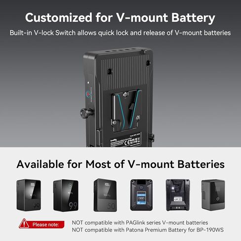 لوحة محول بطارية SmallRig V Mount مع شاحن سريع PD 65W USB-C، بروتوكول QC USB-A، D-TAP، منفذ تيار مستمر 8 فولت و12 فولت، مشبك فائق على شكل سرطان البحر ومؤشر ضوئي، للكاميرات والشاشات والهواتف - 3202B in Kuwait