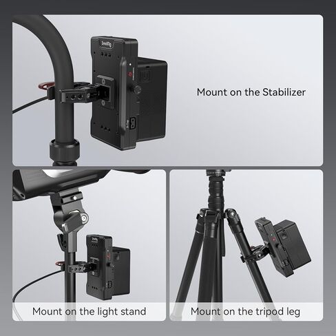 لوحة محول بطارية SmallRig V Mount مع شاحن سريع PD 65W USB-C، بروتوكول QC USB-A، D-TAP، منفذ تيار مستمر 8 فولت و12 فولت، مشبك فائق على شكل سرطان البحر ومؤشر ضوئي، للكاميرات والشاشات والهواتف - 3202B in Kuwait