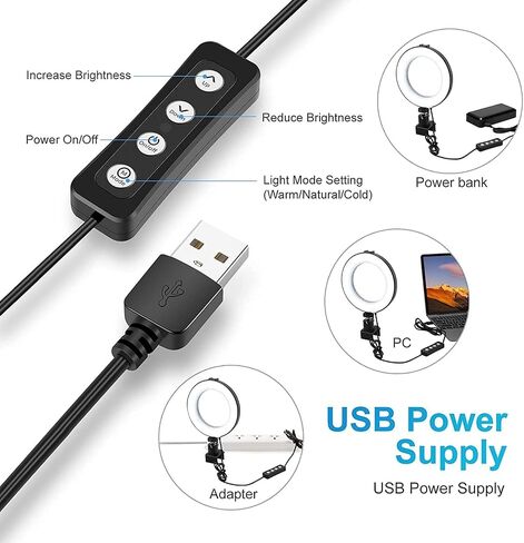 6" Ring Light with Clamp Mount & 10 Brightness Level，Desktop Light for Remote Meeting, YouTube, Selfie, Makeup, Live Streaming,Business Video Call in Saudi Arabia