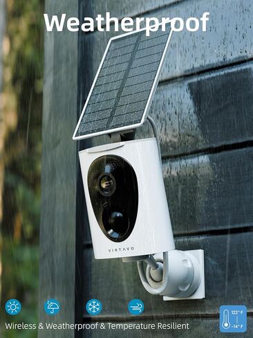 virtavo SolarFlask Solar Security Cameras Wireless Outdoor, 2K Starlight Lens, Color Night Vision, Battery Powered, AI Motion Detection, for Home Security, 2-Way Audio, Weatherproof, Cloud/SD Storage in Saudi Arabia