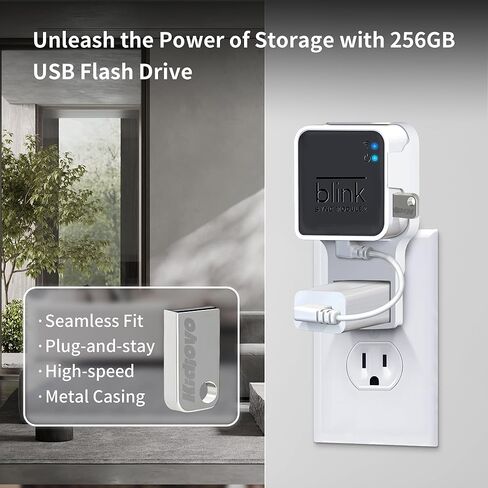 محرك أقراص فلاش USB سعة 256 جيجابايت ومنفذ تثبيت على الحائط لوحدة مزامنة الوميض 2 مع كابل قصير - يوفر المساحة - لا توجد أسلاك فوضوية - حامل حامل سهل الحركة لكاميرا الأمان الداخلية الخارجية (عبوة من قطعتين) in Kuwait