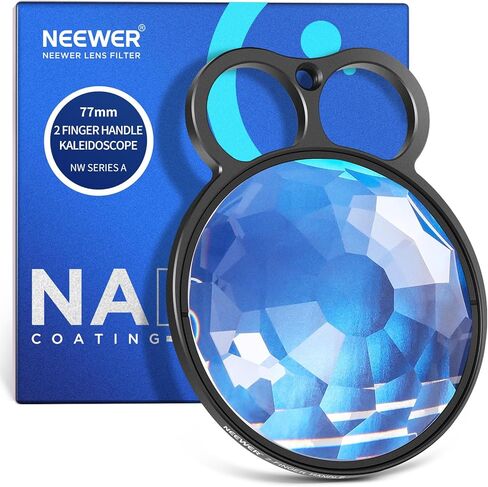NEEWER 77mm Handheld Kaleidoscope Prism Lens Filter, Glass Prism Camera Lens Effect Filter with 2 Finger Handle, Multi Refraction, Variable Number of Photographic Subjects, DSLR Photography Accessory in Saudi Arabia