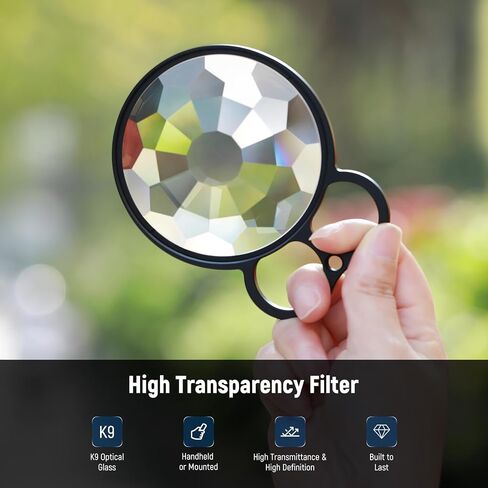 NEEWER 77mm Handheld Kaleidoscope Prism Lens Filter, Glass Prism Camera Lens Effect Filter with 2 Finger Handle, Multi Refraction, Variable Number of Photographic Subjects, DSLR Photography Accessory in Saudi Arabia