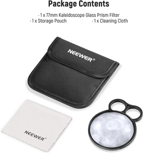 NEEWER 77mm Handheld Kaleidoscope Prism Lens Filter, Glass Prism Camera Lens Effect Filter with 2 Finger Handle, Multi Refraction, Variable Number of Photographic Subjects, DSLR Photography Accessory in Saudi Arabia