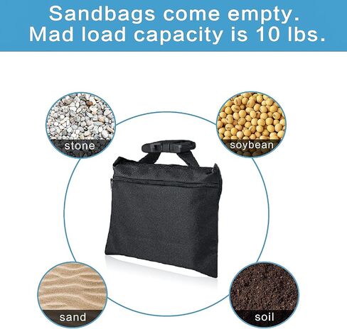 12 Packs Sandbags with 12 PE Bags, Heavy Duty Sand Bags, Sand Bags for Weight with Zipper and Buckle Straps for Support Light Stand, More 2/4/6/8/10/12 Packs Sand Bag to Choose. in Kuwait