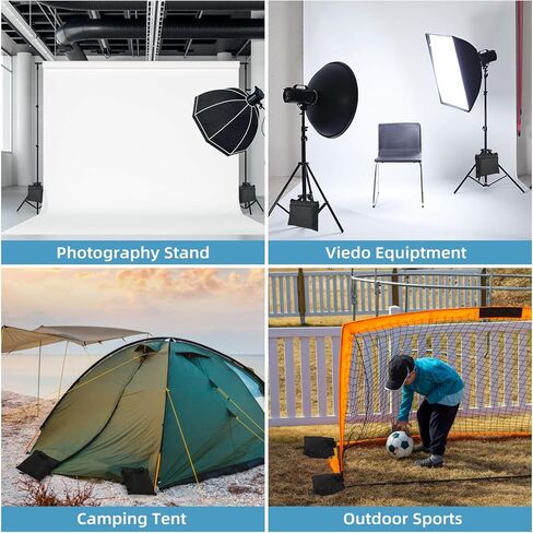 12 Packs Sandbags with 12 PE Bags, Heavy Duty Sand Bags, Sand Bags for Weight with Zipper and Buckle Straps for Support Light Stand, More 2/4/6/8/10/12 Packs Sand Bag to Choose. in Kuwait