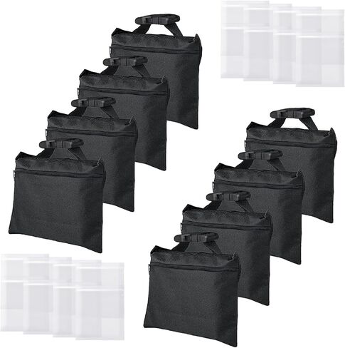 12 Packs Sandbags with 12 PE Bags, Heavy Duty Sand Bags, Sand Bags for Weight with Zipper and Buckle Straps for Support Light Stand, More 2/4/6/8/10/12 Packs Sand Bag to Choose. in Kuwait